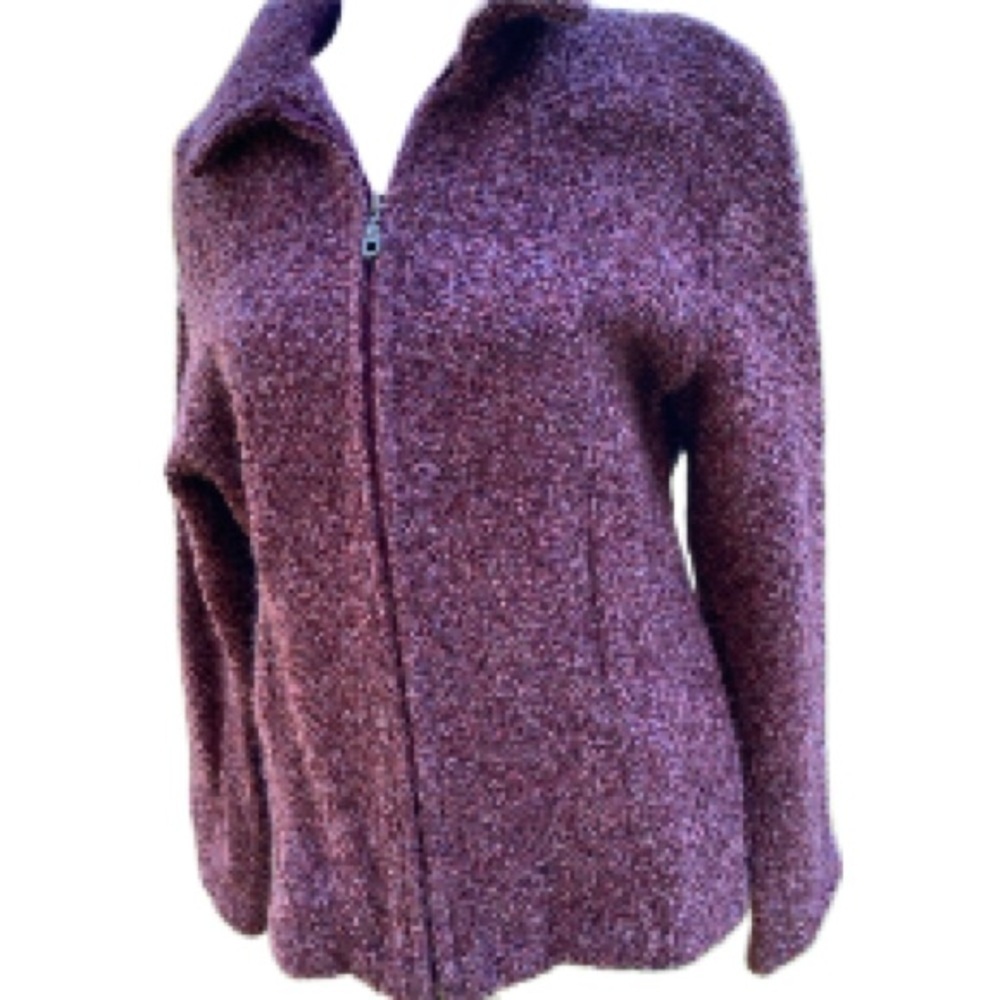 Kaliko Cardigan Sweater Purple Burgundy Tweed Size 8